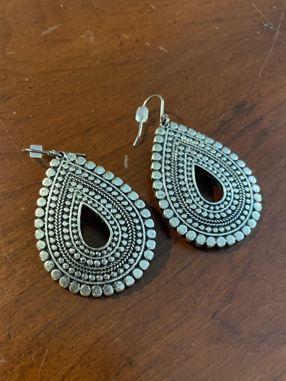 Lucky Brand Silver-Tone Teardrop Filigree Dangle Earrings